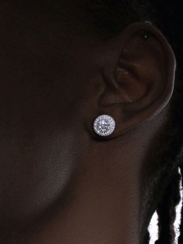 CVNANA 2pcs Simple Hip Hop  Geometric Stud Earrings For Men, Holiday Party Gift