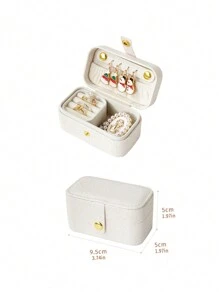 CASEGRACE 1 pièce Boîte à bijoux de voyage en PU, étui à bijoux pour femmes, organisateur portable | Petit étui à bijoux | Cadeau d'anniversaire pour femmes, cadeau pour petite amie, support à bijoux multi-grille, retour à l'école