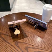 DIY Rhinestone Encrusted + Rhinestone Heart + 360° Rotating Foldable Holder, Compatible With Infinix Zero 30/TECNO Spark GO 2024 Series, POCO/POP/CAMON/SMART Series, IPhone 11/12/13/14/15 Pro Max, Samsung S22/23/24, OPPO, VIVO, Moto G, Redmi Note 13C/12/11 Pro, Enjoy 20/30/40/50/60/70, HONOR 90/80/70/60/50, X9/X8/X7/X6/X5AB, All-In-One Anti-Fall Electroplated Phone Case - Black - View 3