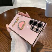 DIY Rhinestone Encrusted + Rhinestone Heart + 360° Rotating Foldable Holder, Compatible With Infinix Zero 30/TECNO Spark GO 2024 Series, POCO/POP/CAMON/SMART Series, IPhone 11/12/13/14/15 Pro Max, Samsung S22/23/24, OPPO, VIVO, Moto G, Redmi Note 13C/12/11 Pro, Enjoy 20/30/40/50/60/70, HONOR 90/80/70/60/50, X9/X8/X7/X6/X5AB, All-In-One Anti-Fall Electroplated Phone Case - Black - View 7