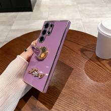 DIY Rhinestone Encrusted + Rhinestone Heart + 360° Rotating Foldable Holder, Compatible With Infinix Zero 30/TECNO Spark GO 2024 Series, POCO/POP/CAMON/SMART Series, IPhone 11/12/13/14/15 Pro Max, Samsung S22/23/24, OPPO, VIVO, Moto G, Redmi Note 13C/12/11 Pro, Enjoy 20/30/40/50/60/70, HONOR 90/80/70/60/50, X9/X8/X7/X6/X5AB, All-In-One Anti-Fall Electroplated Phone Case - Black - View 5