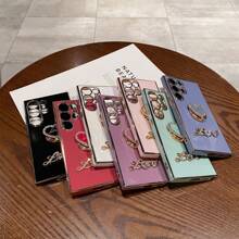 DIY Rhinestone Encrusted + Rhinestone Heart + 360° Rotating Foldable Holder, Compatible With Infinix Zero 30/TECNO Spark GO 2024 Series, POCO/POP/CAMON/SMART Series, IPhone 11/12/13/14/15 Pro Max, Samsung S22/23/24, OPPO, VIVO, Moto G, Redmi Note 13C/12/11 Pro, Enjoy 20/30/40/50/60/70, HONOR 90/80/70/60/50, X9/X8/X7/X6/X5AB, All-In-One Anti-Fall Electroplated Phone Case - Black - View 2