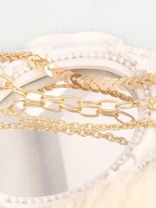 2pcs/Set Women Vintage Mermaid Charm Anklet Set - Gold Three-piece Set - View 4