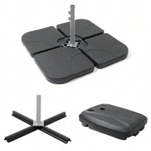 LIVINGANDHOME Living And Home Metal Free Standing Parasol Cross Base - Black - View 6