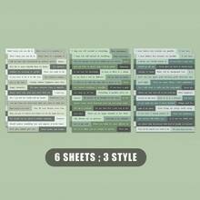 6 Sheets Per Pack English Stickers Paper Handbook Planner Writing Literature Book Diy Material Decorative Scrapbooking Or Journaling Vintage Scrapbook Stickers Phrase Word Stickers For Scrapbooking Junk Journal Supplies Planners DIY,School Supplies,Back To School