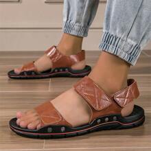 Heren Zomer Leren Pantoffels Antislip Open Teen Sandalen, Modieuze Outdoor Strand Schoenen Voor Heren