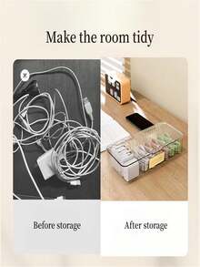 1入組多功能桌面收納盒，可用於妝容、口紅、眼影、髮圈、耳機、手機充電器、數據線等物品收納 - 彩色 - 查看 6