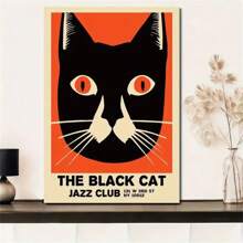 1 pieza Póster de lienzo sin marco, arte moderno, Club de Jazz de Gato Negro, para decoración de pared en dormitorio, sala de estar, pasillo o bar