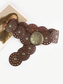 女士新款西式复古腰带、牛仔裤和连衣裙装饰腰带万圣节 - 咖啡 - 查看 8