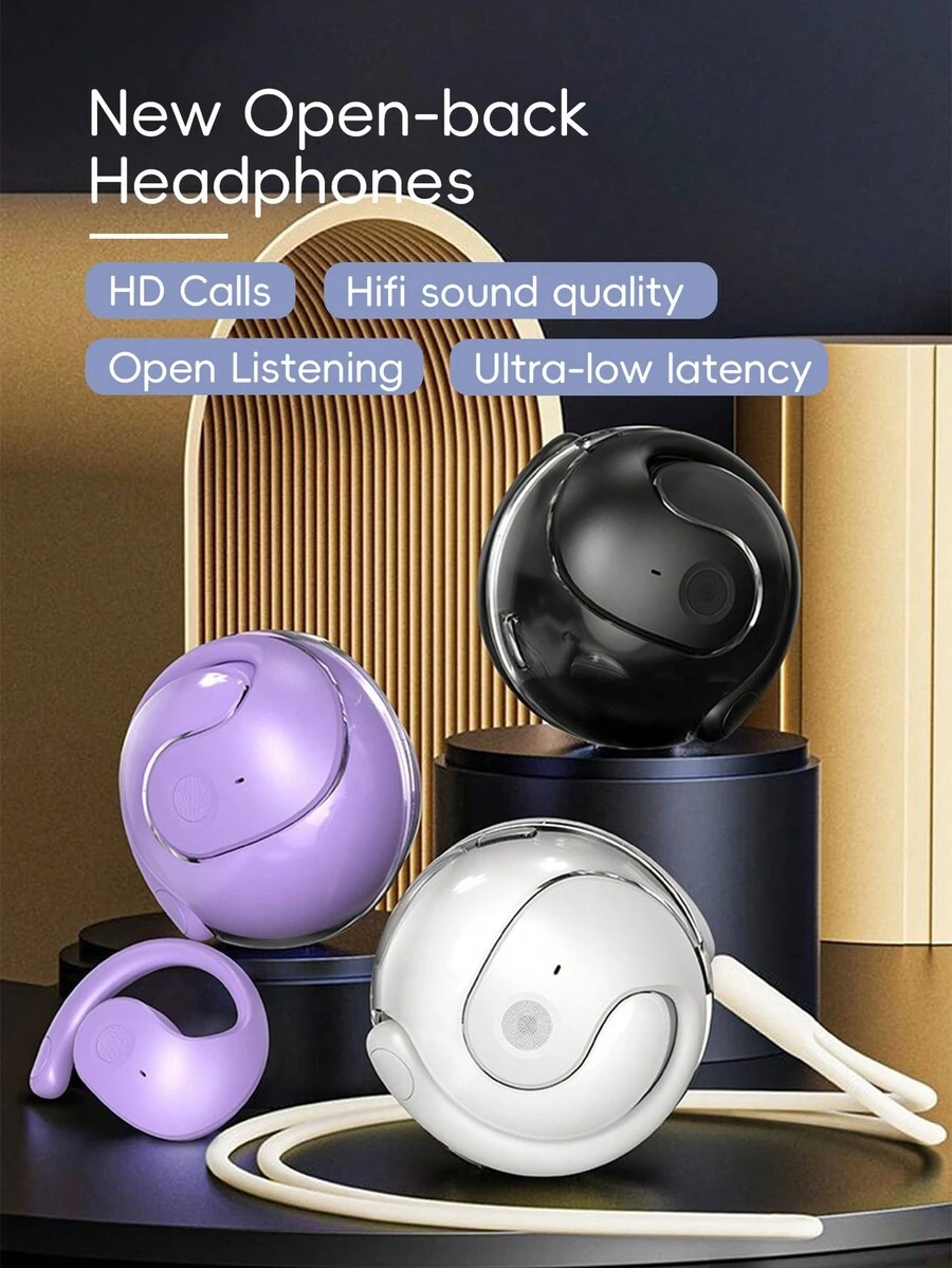 白色LX05熱銷小椰子球無線藍牙耳機，開放式非入耳式運動耳機 - 白色 - 查看 1