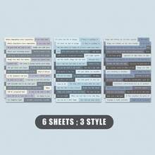 6 Sheets Per Pack English Stickers Paper Handbook Planner Writing Literature Book Diy Material Decorative Scrapbooking Or Journaling Vintage Scrapbook Stickers Phrase Word Stickers For Scrapbooking Junk Journal Supplies Planners DIY,School Supplies,Back To School