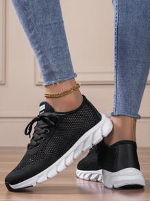 Women's Breathable Mesh Sneakers For Spring And Autumn, Lightweight, Non-Slip, Casual, Soft Cushion Running Shoes