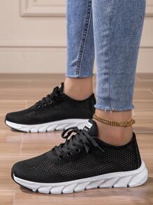 Women's Breathable Mesh Sneakers For Spring And Autumn, Lightweight, Non-Slip, Casual, Soft Cushion Running Shoes