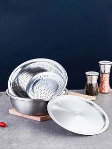 1 pieza de Lavamanos de acero inoxidable 304 engrosado, tanque multiusos de cocina para condimentos y batidor de huevos, lavamanos doméstico para colar arroz y lavar verduras - Plateado - Ver 3