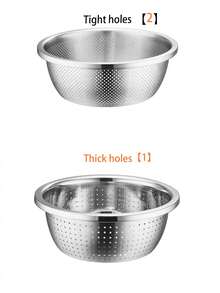 1 pieza de Lavamanos de acero inoxidable 304 engrosado, tanque multiusos de cocina para condimentos y batidor de huevos, lavamanos doméstico para colar arroz y lavar verduras - Plateado - Ver 2