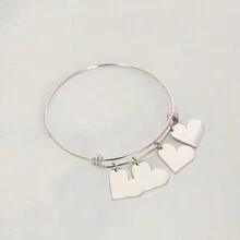 Gold Round Personalized Stainless Steel Family Name Bracelet - Can Engrave 1-5 Round Names, Customized Birthday And Anniversary Gift, Suitable For Women - 1 Black Gift Box - Holiday Jewelry Adjustable Bracelet, Customizable Name, Fashionable Personalized Holiday Gift, Couple Bracelet Gift, Style Fashionable, Vintage, Minimalist, Autumn Fashion, Casual, Suitable For Soccer Mom Customization, New Year Charm - Silver Heart - View 11