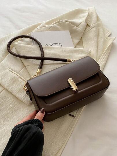 Bolso minimalista de cadena para debajo del brazo con solapa y correa de hombro en moda y casual, adecuado para comprar, llevar la billetera, jóvenes, estudiantes universitarios, recién llegados y trabajadores de cuello blanco. Son muy adecuados para oficinas, universidades, trabajo, negocios, desplazamientos, actividades al aire libre, viajes y salidas.