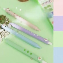 4PCS Cute Succulent Design Gel Ink Rollerball Pens, Medium Point, Creative Push-Button, Assorted Colors - Plastic Materia - Multicolor - View 2
