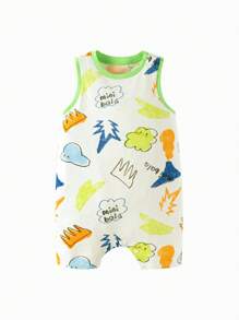 mini bala Summer Unisex Children's Cloud Soft Antibacterial One-Piece Clothes Baby Breathable Crawling Clothes - Yellow - View 4