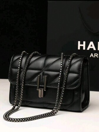 Elegant Women's Shoulder Bag With Chain Strap, Quilted PU Crossbody Bag, Luxury Minimalist Armpit Bag, Lightweight, Business CasualMini Metal Lock Quilted Flap Chain Square Bag Shoulder Bag, Clutch, Clutch Minimalist, Classic, Leather Pouch, Party Bag, Actress, Ladies, Valentine's Travel, Work & Office, Prom, Party, Weekends & Holidays, Travel Holiday Essentials Suitable For Teen Female College Students, Rookies And White-Collar Workers Perfect For Office, College, Work, Business, Commuting, Outdoor, Travel, Outing