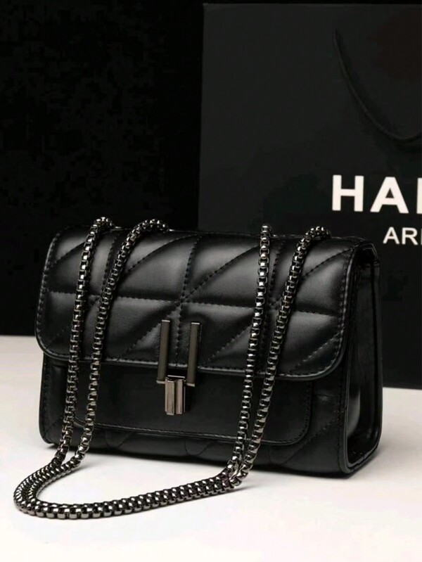 Elegante bolso de hombro para mujer con correa de cadena, bolso cruzado acolchado de PU, bolso minimalista axilar de lujo, ligero, bloqueo de metal mini, solapa acolchada, bolso clásico y moderno con correa de cadena, embrague para dama, fiesta, actriz, día de San Valentín, negocios, trabajo, oficina, promoción, viaje y esencial de vacaciones, adecuado para adolescentes, estudiantes universitarias, principiantes y trabajadoras de oficina, perfecto para la oficina, universidad, trabajo, negocios, viajes al aire libre, excursiones.