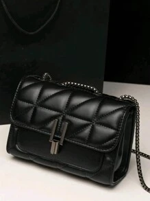 Elegant Women's Shoulder Bag, With Chain Strap, Quilted PU Crossbody Bag, Luxury Minimalist Underarm Bag, Lightweight, Business Casual Mini Metal Lock Quilted Flap Chain Shoulder Bag, Clutch, Minimalist Clutch, Classic Leather Small Bag, Party Bag, Suitable For Actresses, Ladies, Valentine's Day Travel, Work, Gala, Party, Weekends And Holidays, Essential Travel Item