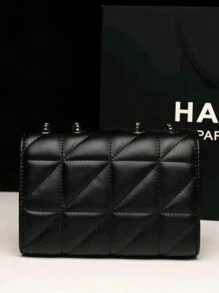 Elegant Women's Shoulder Bag, With Chain Strap, Quilted PU Crossbody Bag, Luxury Minimalist Underarm Bag, Lightweight, Business Casual Mini Metal Lock Quilted Flap Chain Shoulder Bag, Clutch, Minimalist Clutch, Classic Leather Small Bag, Party Bag, Suitable For Actresses, Ladies, Valentine's Day Travel, Work, Gala, Party, Weekends And Holidays, Essential Travel Item