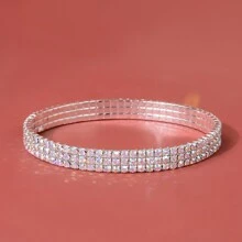 1pc Sparkling Rhinestone Elastic Women's Anklet, Fashionable Daily Accessory - Silver - View 16