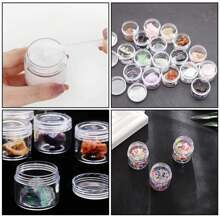 12 Pieces Round Pot Jars Plastic Cosmetic Containers Set With Lid For Liquid Creams Sample  Reusable, Refillable Transparent Cosmetic Containers For Bath Salts, Cosmetics, Powders, Beauty Product And Small Accessories