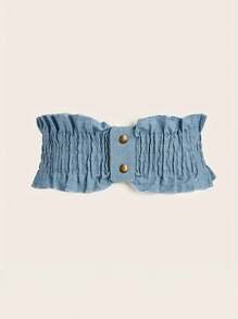 1 szt. Boho Marszczony Denim Pasek w Talii, Vintage Nitowany Pas Cincher Dla Kobiet, Uniwersalny Do Sukienek, Koszuli, Płaszczy, Odpowiedni Na Imprezę, Randki