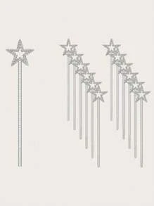 1pc Five-Pointed Star Magic Wand Angel Star Fairy Wand  Stage Performance Costume Props Halloween - Silver - View 2