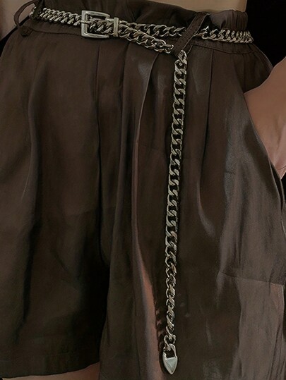 1 Stück Punk silberfarbene Metallkette Hüftkette Hip Hop Jeans Hose Jeans Kette Gürtel Dekorative Kleidergürtel für Frauen Halloween Sommer, Schule Herbst, Herbst, Halloween