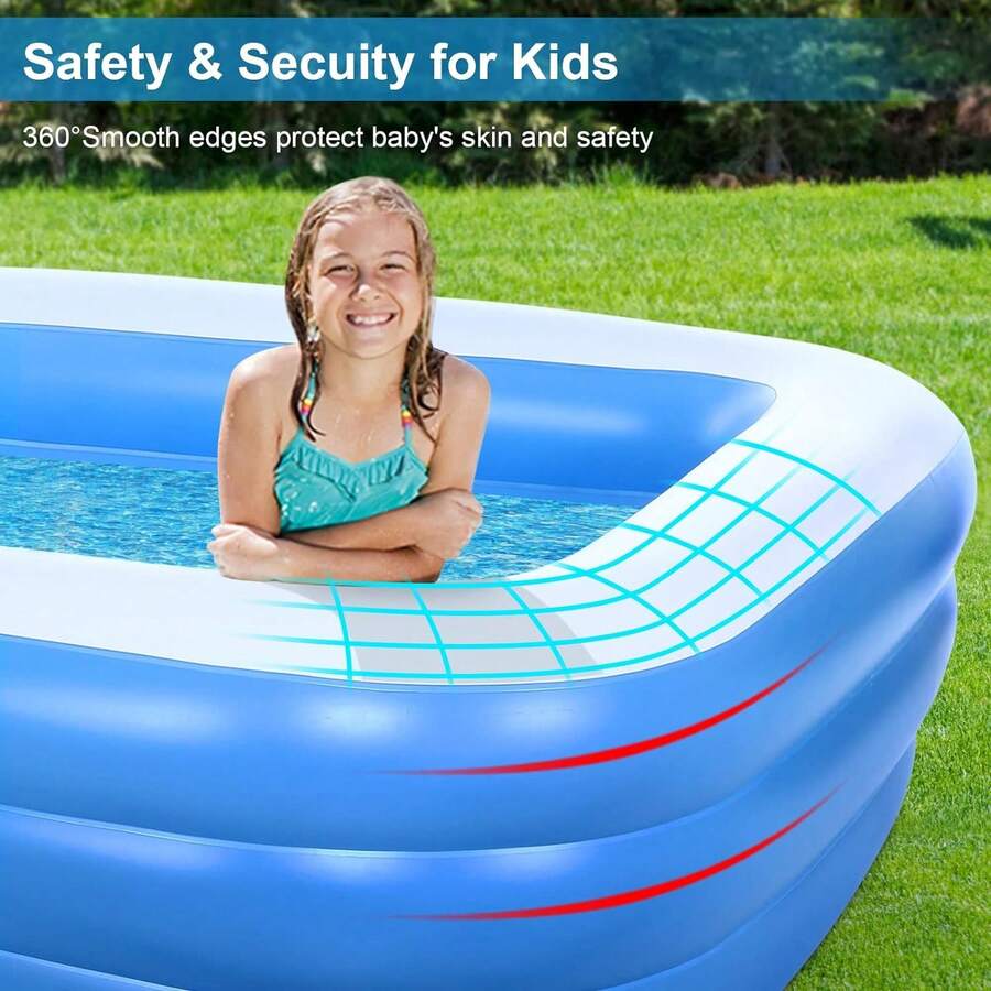 Inflatable Swimming Pool, Thickened PVC Water Party Pool With Foldable ...