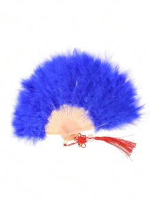 Éventail en tissu pour femmes, accessoire de danse, synthétique avec plumes et pliable, joli éventail de décoration de mariage. Meilleur cadeau pour l'anniversaire