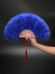 Éventail en tissu pour femmes, accessoire de danse, synthétique avec plumes et pliable, joli éventail de décoration de mariage. Meilleur cadeau pour l'anniversaire