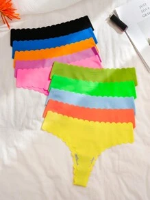 10入組女式多巴胺色無縫透氣性感T型內褲 - 彩色 - 查看 2