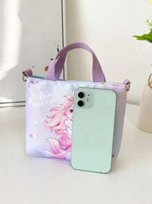 Bolsa infantil cruzada de hombro con diseño animado para llevar a mano - Morado - Ver 3