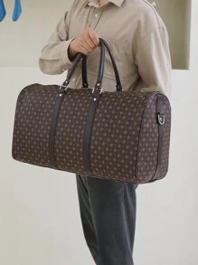 1 件休闲商务大容量全尺寸印花 PU 皮革拉链式双手柄肩带可调节肩带时尚旅行包适合男士和女士度假、商务和返校旅行箱过夜包健身包行李袋周末包行李袋行李携带包大学包行李袋周末包医院包冬季包学校配件学校用品