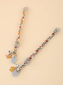 1pc Embroidered Butterfly Pattern Pet Collar Pendant With Bell Decoration And Adjustable Cat Face Buckle, Suitable For Small Dogs And Cats