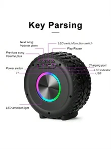 Wireless Tire Speaker Battle Wheel Portable Outdoor Subwoofer Stereo Surround Music Gaming Speakers For Computer Desktop Computer Speakers - Black - View 7