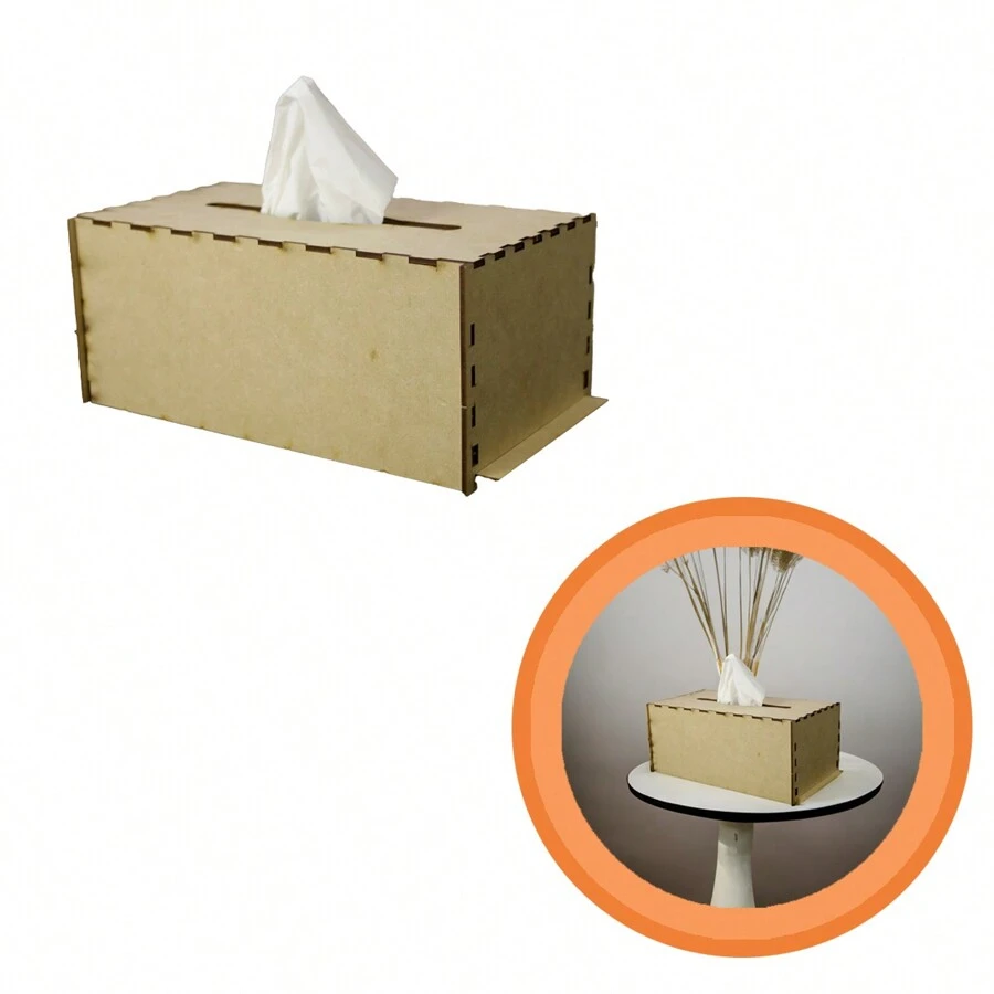 Caja Para Kleenex Armable Abre Por Abajo Abatible Mdf 3 Mm - Beis - Ver 1
