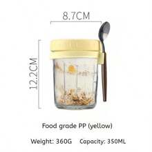 Taza de avena tipo bento para desayuno, atractiva taza con cuchara para desayuno, taza para yogurt, taza portátil para ensalada y batido, como regalo de Navidad o útiles escolares - Multicolor - Ver 13