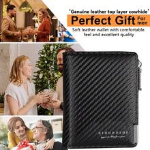 1pc Men's Carbon Fiber Pattern PU Leather Fashion Wallet, Multifunctional Zipper Versatile Multi-Card Slot Card Holder - Black - View 9