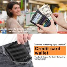1pc Men's Carbon Fiber Pattern PU Leather Fashion Wallet, Multifunctional Zipper Versatile Multi-Card Slot Card Holder - Black - View 8