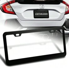 1-Pair Stainless Steel Car License Plate Frame Cover Front + Rear US Size - màu đen - Xem 2