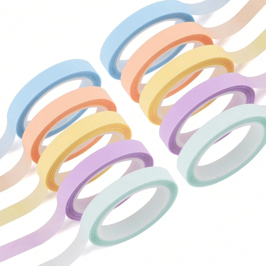 5/10 rollos de pestañas de índice fluorescentes y transparentes, tiras resaltadoras impermeables, adecuadas para marcadores de libros, notas, codificación de índices, pestañas de página (5m*6mm)