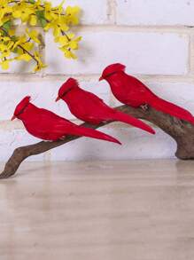 1/6 件仿真红鸟羽毛红雉花园装饰户外装饰品适用于花园/庭院