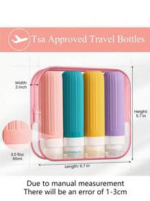 4入組盥洗用旅行瓶，防漏旅行瓶，矽膠可擠壓容器，附盥洗用袋，防漏可裝液體隨身旅行配件，適用於化妝品洗髮水或乳液，客廳，款式顏色和部分配件隨機發送 - 彩色 - 查看 5