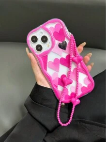 Cream Wavy Edge Glossy Oil Painted Protective Phone Case With Attached Strap Compatible With IPhone XR/7/8/15 Pro Max/13/14/11/P12/XS, New TPU Shockproof Soft Cell Phone Case With Detachable Cord Compatible With Samsung Galaxy S24/S24+/S24 Ultra, Galaxy S22, Galaxy A13 4G, Galaxy A52/A52s 5G, Xiaomi Redmi Note 11, And Xiaomi 11 Lite - Multicolor - View 1