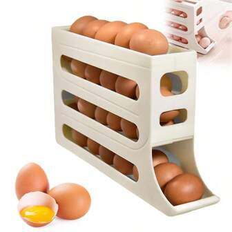 Slide Shape Egg Storage Box For Fridge Side Door, Automatic Egg Roller Tray Holder